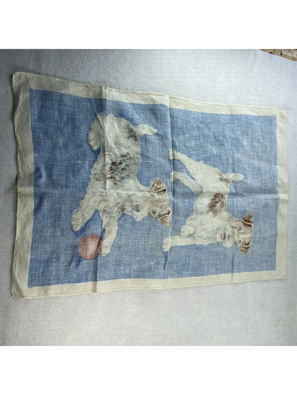 Vintage Irish Linen Tea Towel Dogs Russell terrier Made in Ireland